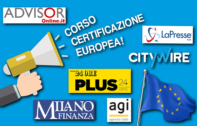 CORSO PER CERTIFICAZIONE EUROPEA, ASSONOVA SU SOLE 24 ORE, MILANO FINANZA, SITI DI SETTORE E AGENZIE DI STAMPA