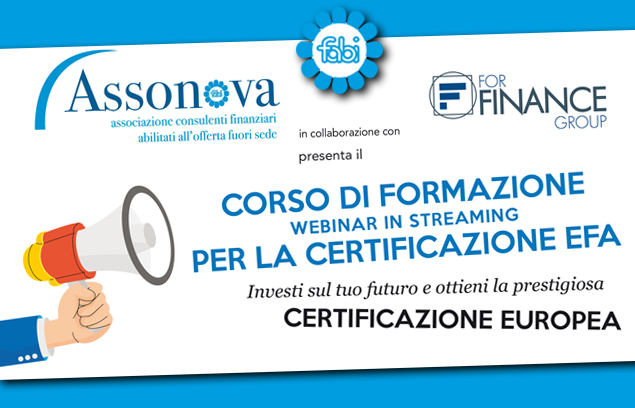 ASSONOVA, AL VIA IL CORSO PER LA CERTIFICAZIONE EUROPEA DEL CONSULENTE FINANZIARIO